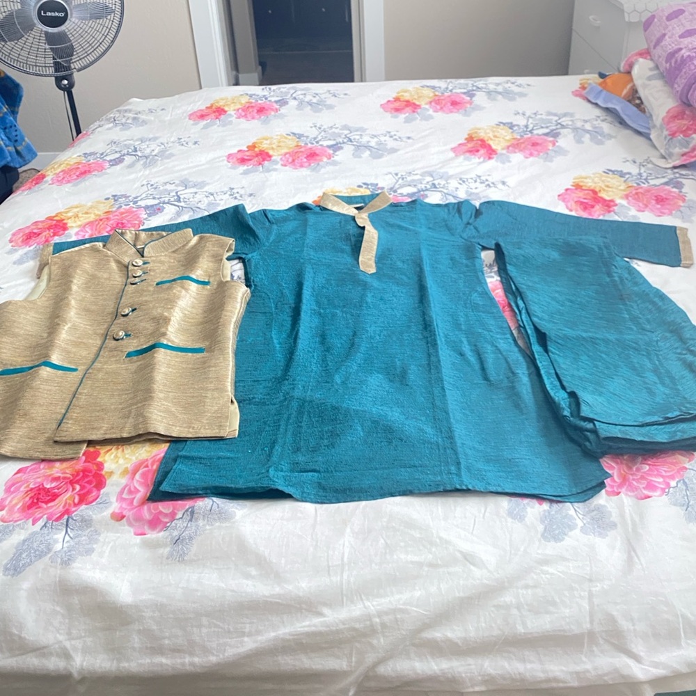 Kids boy cute party wear  panjabi pajama with kotoi boy 4-5 years old